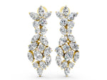 Yellow gold Pear, Marquise and Oval Diamond Floral Drop Earrings