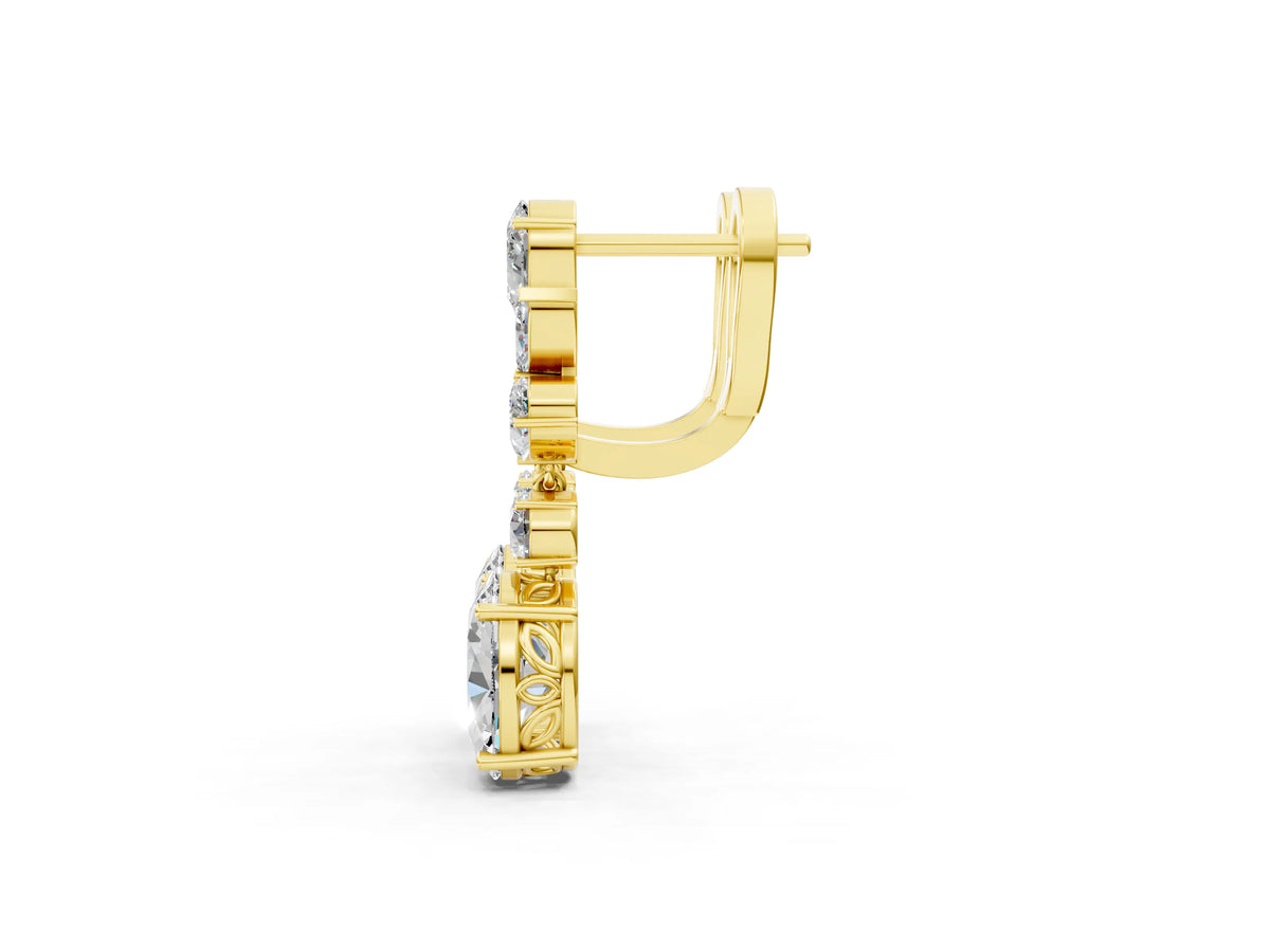 Yellow gold Pear, Marquise and Round Diamond Sacramento Drop Earrings_1