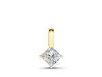 Yellow gold Princess Cut Bezel Set Diamond Pendant