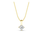 Yellow gold Princess Cut Bezel Set Diamond Pendant_1