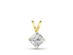 Yellow gold Princess Cut Bezel Set Pendant