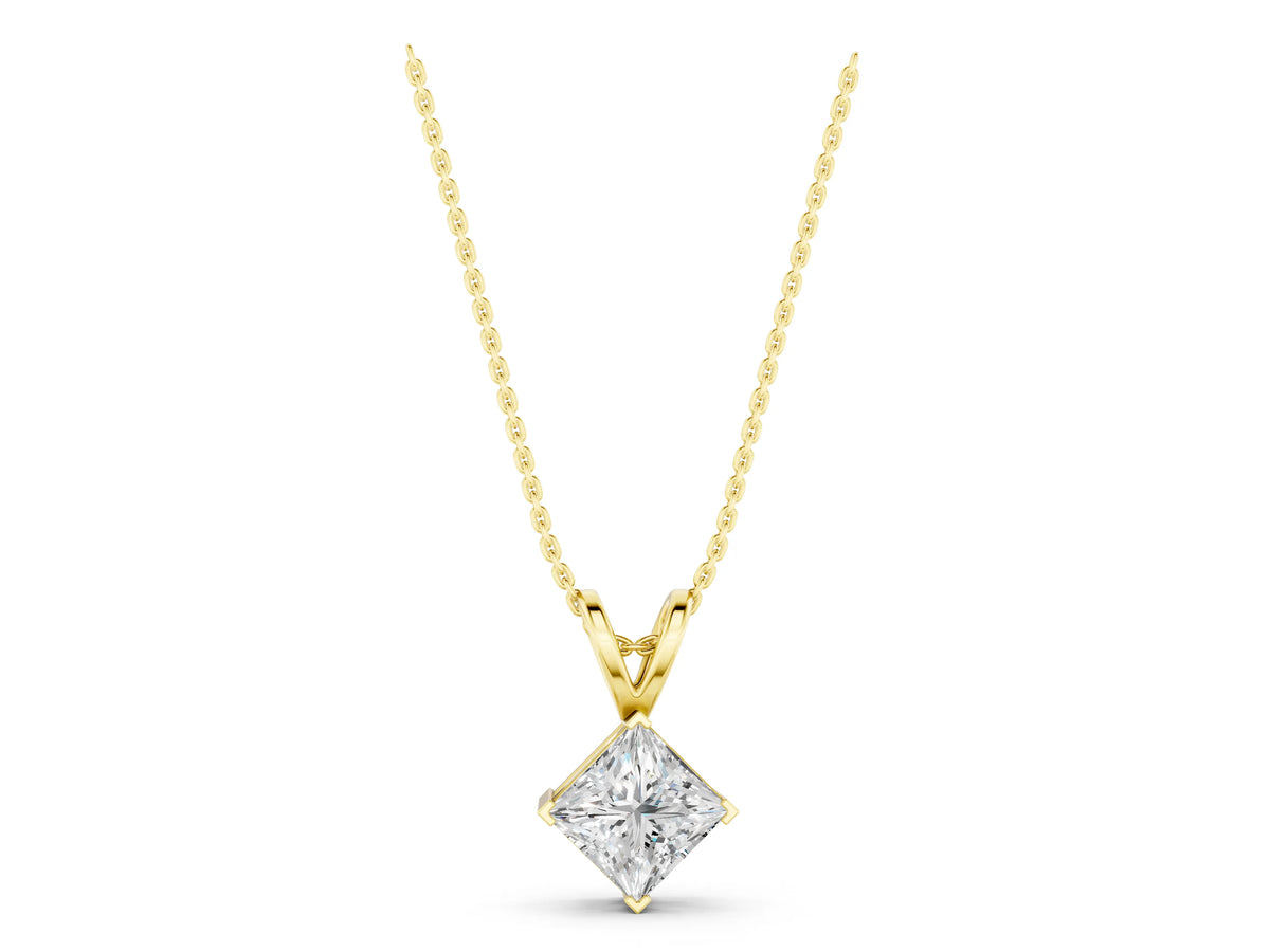 Yellow gold Princess Cut Bezel Set Pendant_1