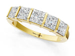 Yellow gold Princess Cut Channel Set Diamond Band with Bar Prong Setting_1