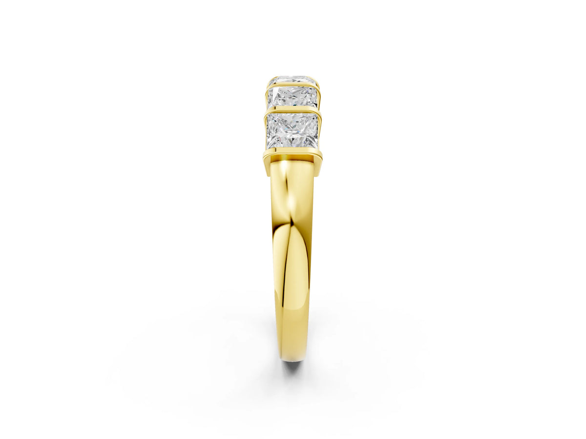 Yellow gold Princess Cut Channel Set Diamond Band with Bar Prong Setting_2