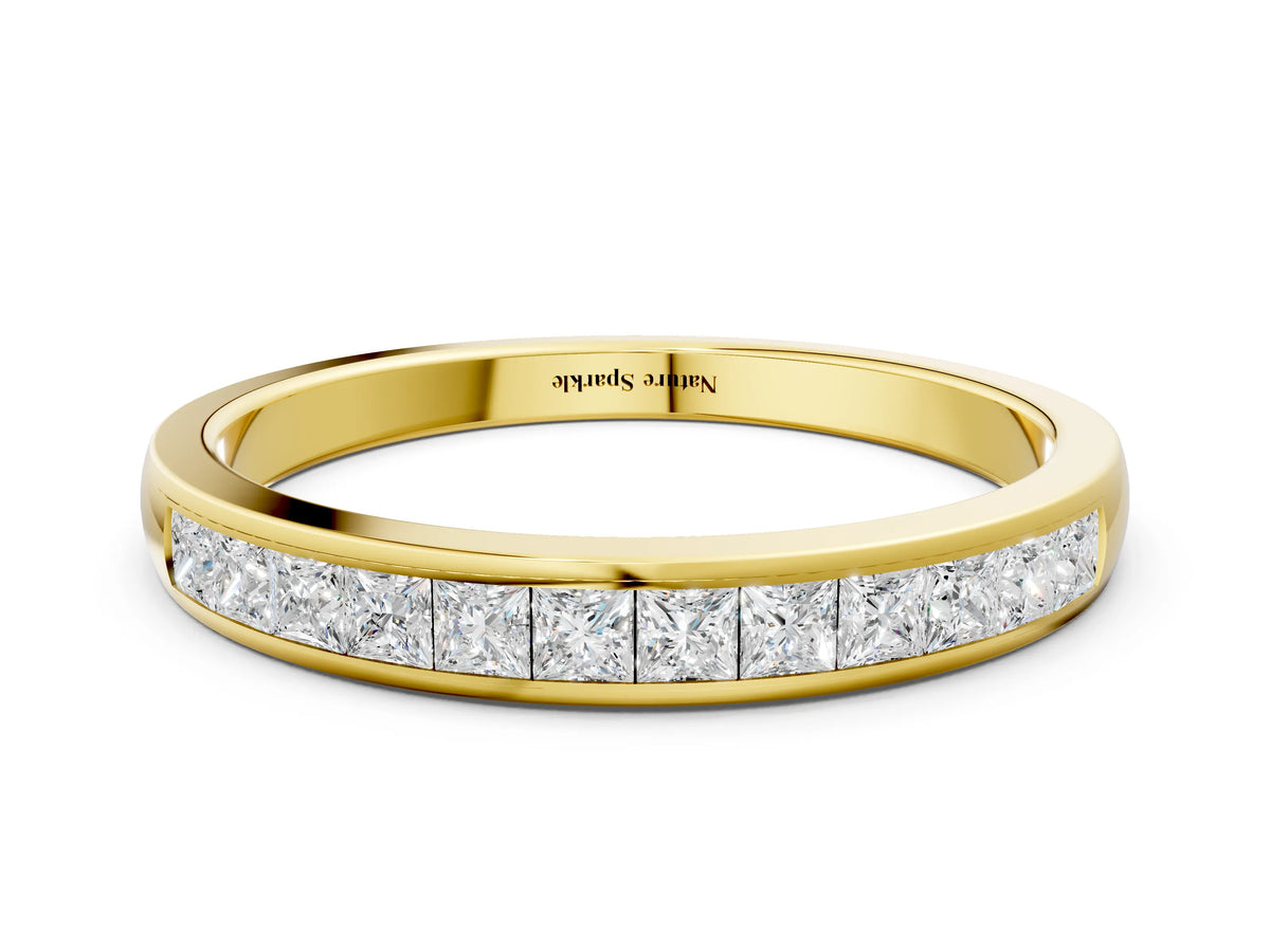 Yellow gold Princess Cut Channel Set Diamond Eternity Band
