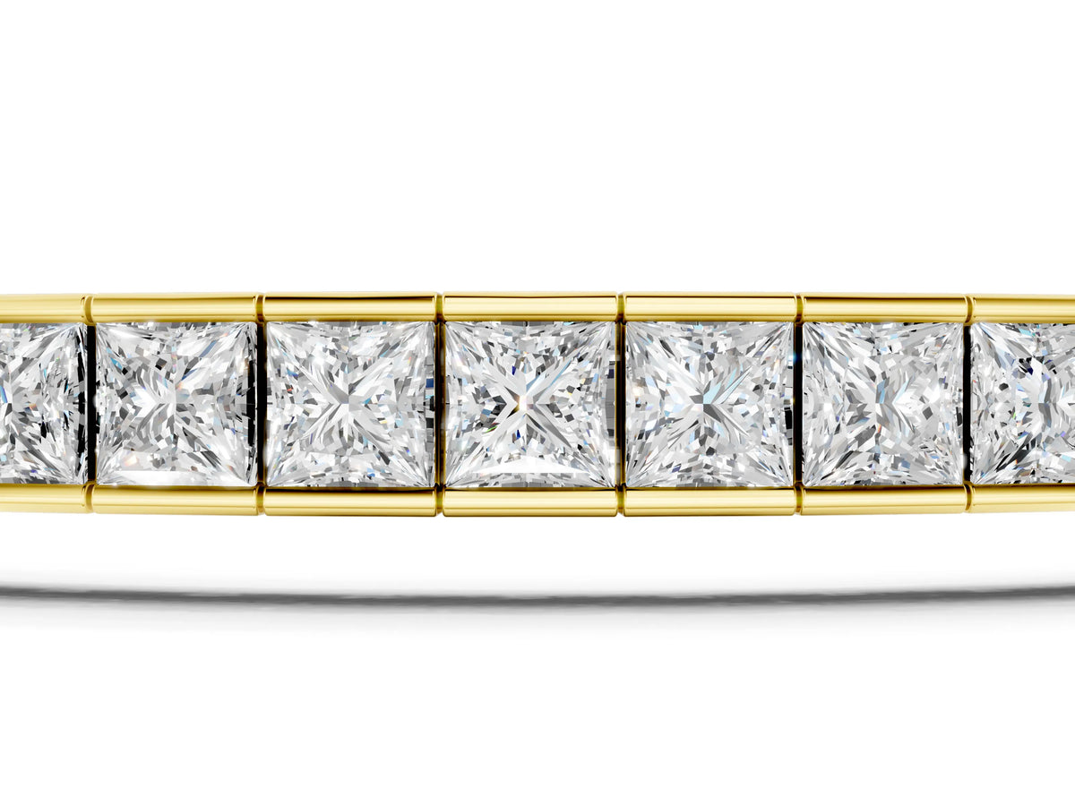 Yellow gold Princess Cut Channel Set Diamond Tennis Bracelet_1