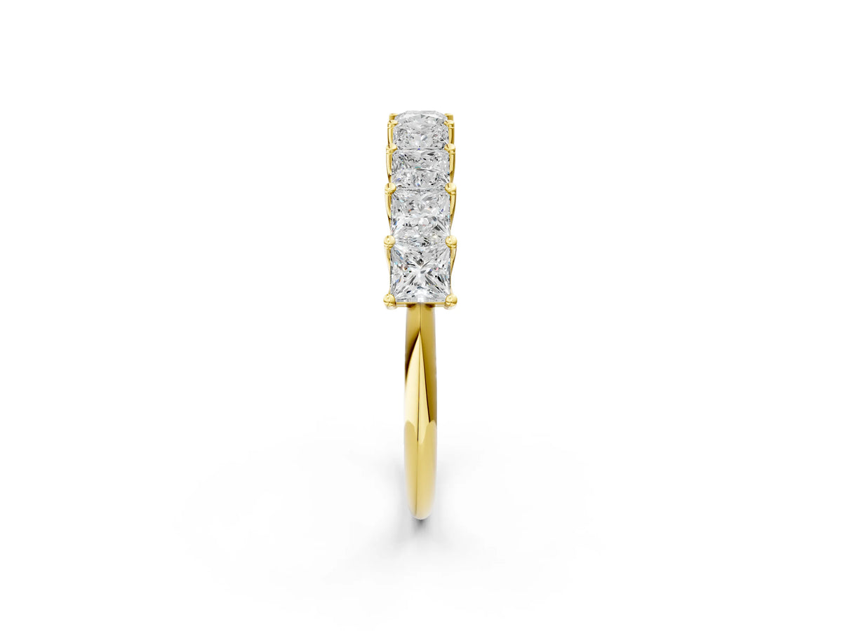 Yellow gold Princess Cut Diamond Channel-Set Eternity Band with Prong Setting_2