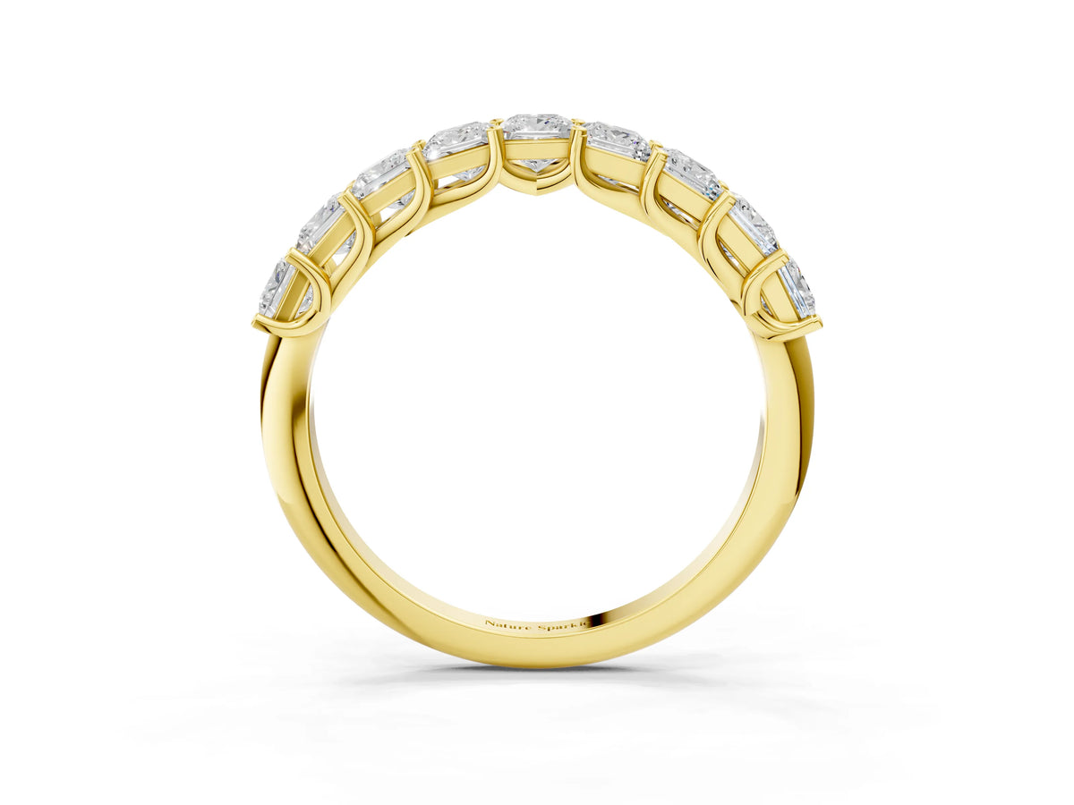 Yellow gold Princess Cut Diamond Channel-Set Eternity Band with Prong Setting_3
