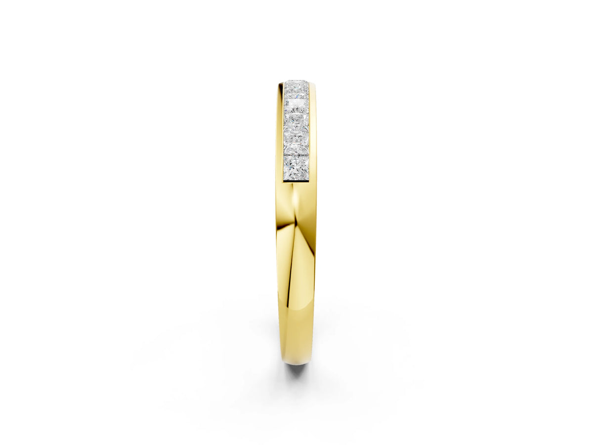Yellow gold Princess Cut Diamond Channel Set Eternity Band_2