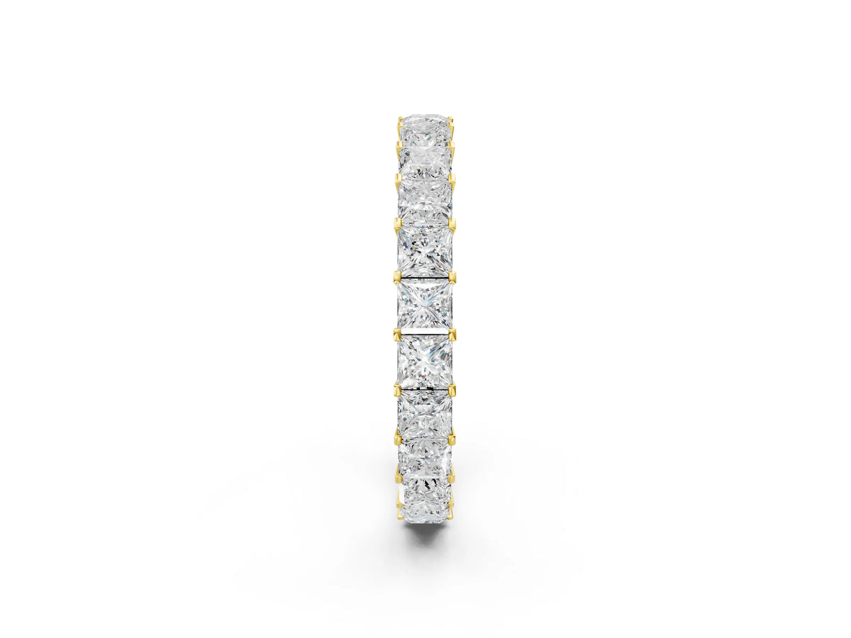 Yellow gold Princess Cut Diamond Eternity Band with Channel Setting and Shared Prong_2