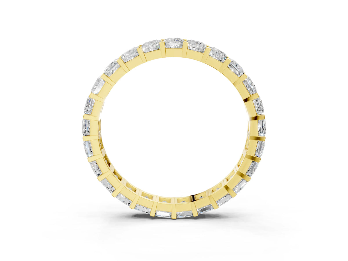 Yellow gold Princess Cut Diamond Eternity Band with Channel Setting and Shared Prong_3