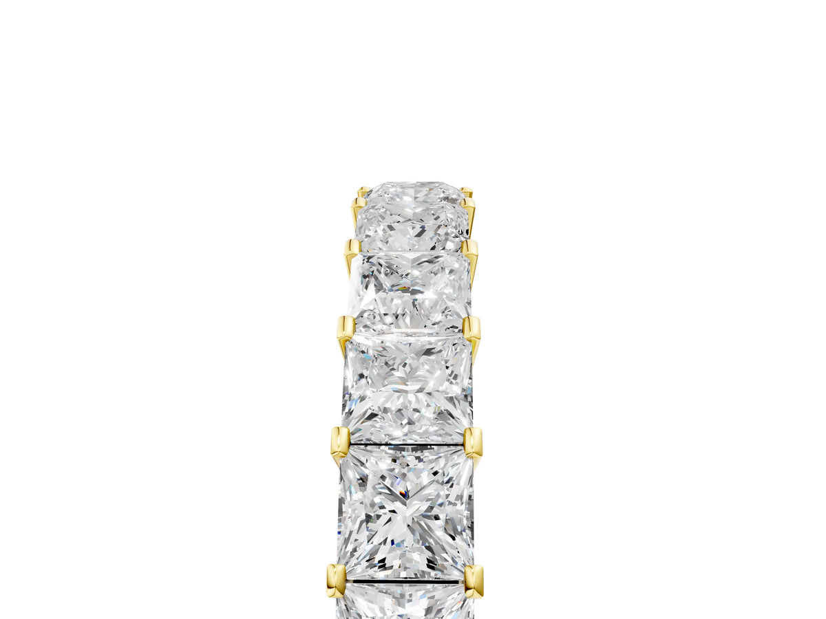 Yellow gold Princess Cut Diamond Eternity Band with Channel Setting and Shared Prong_5