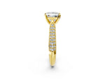 Yellow gold Princess Cut Diamond Solitaire Engagement Ring with Multi-Row Round Pavé Band and Prong Setting_2