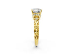 Yellow gold Princess Cut Diamond Solitaire Ring with Filigree Band and Four-Prong Setting_2