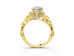Yellow gold Princess Cut Diamond Solitaire Ring with Filigree Band and Four-Prong Setting_3