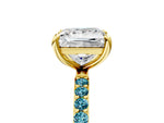 Yellow gold Princess Cut Diamond Solitaire Ring with Round Blue Topaz Pavé Band and Prong Setting_5