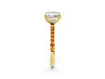 Yellow gold Princess Cut Diamond Solitaire Ring with Round Citrine Pavé Band and Prong Setting_2