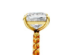 Yellow gold Princess Cut Diamond Solitaire Ring with Round Citrine Pavé Band and Prong Setting_5