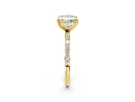 Yellow gold Princess Cut Diamond Solitaire Ring with Round Moissanite Pavé Band and Prong Setting_2