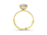 Yellow gold Princess Cut Diamond Solitaire Ring with Round Moissanite Pavé Band and Prong Setting_3