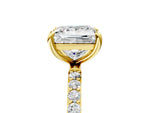 Yellow gold Princess Cut Diamond Solitaire Ring with Round Moissanite Pavé Band and Prong Setting_5