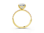 Yellow gold Princess Cut Diamond Solitaire Ring with Round Morganite Pavé Band and Prong Setting_3