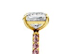 Yellow gold Princess Cut Diamond Solitaire Ring with Round Morganite Pavé Band and Prong Setting_5