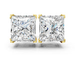 Yellow gold Princess Cut Diamond Stud Earrings