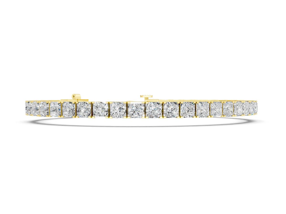 Yellow gold Princess Cut Diamond Tennis Bracelet with Channel Setting