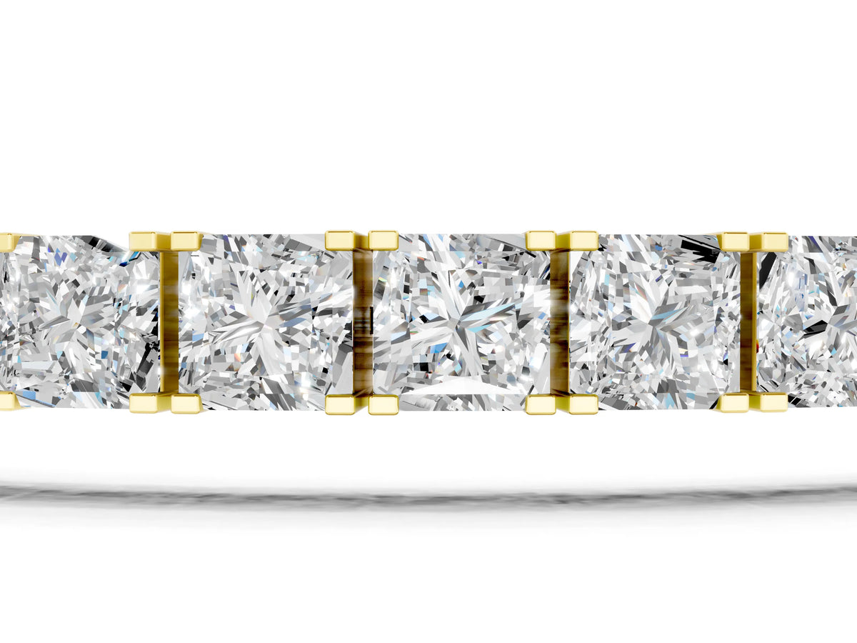 Yellow gold Princess Cut Diamond Tennis Bracelet with Channel Setting_1