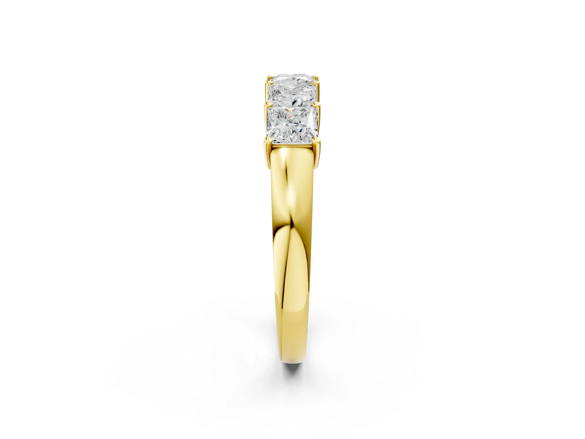 Yellow gold Princess Cut Five-Stone Diamond Band with Prong Setting_2