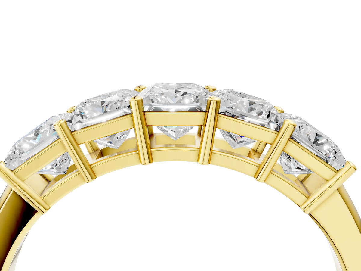 Yellow gold Princess Cut Five-Stone Diamond Band with Prong Setting_4