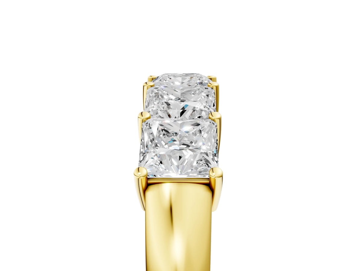 Yellow gold Princess Cut Five-Stone Diamond Band with Prong Setting_5