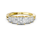 Yellow gold Princess Cut Five-Stone Diamond Ring with Classic Prong Setting