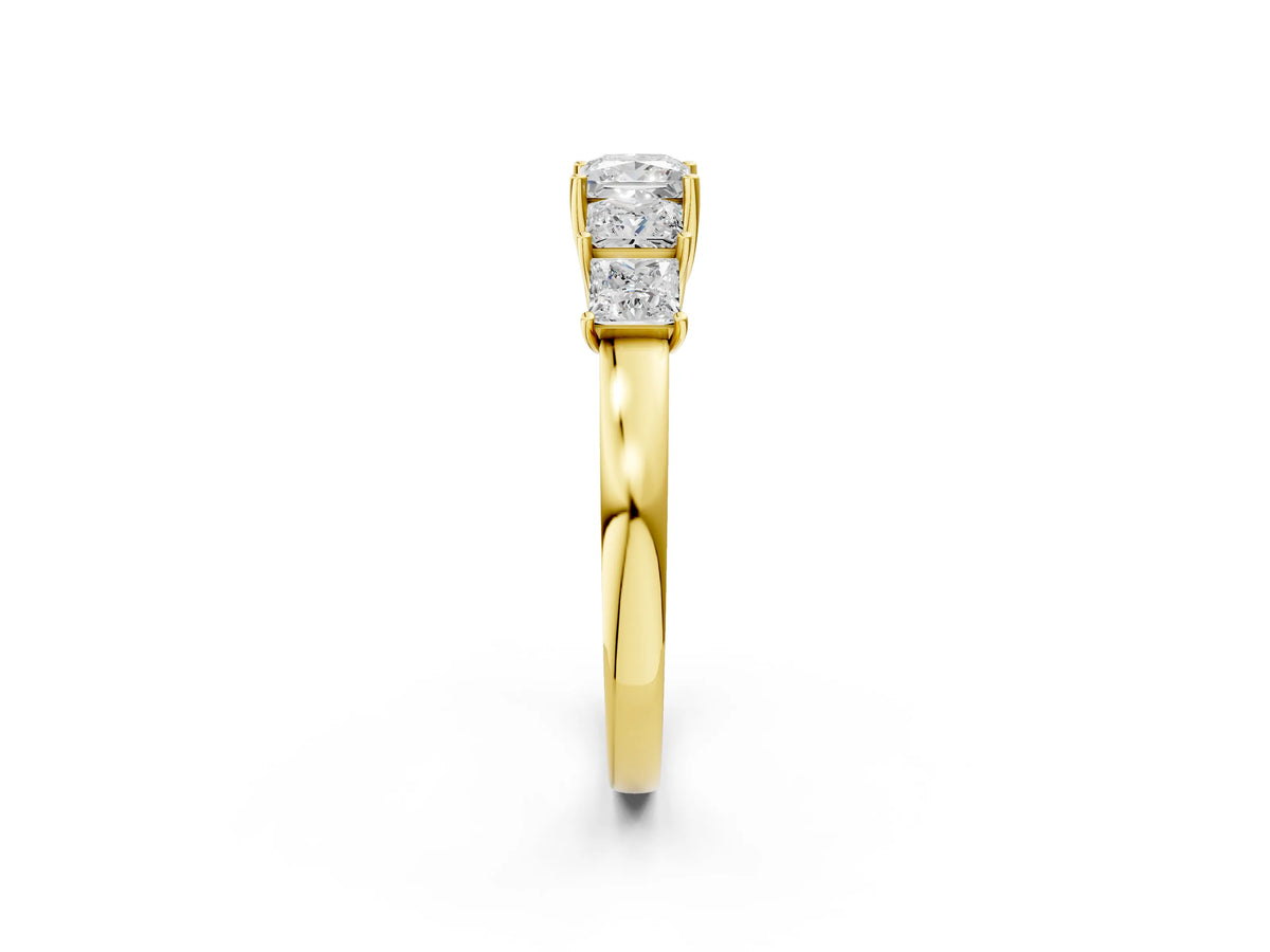 Yellow gold Princess Cut Five-Stone Diamond Ring with Classic Prong Setting_2