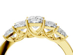 Yellow gold Princess Cut Five-Stone Diamond Ring with Classic Prong Setting_4