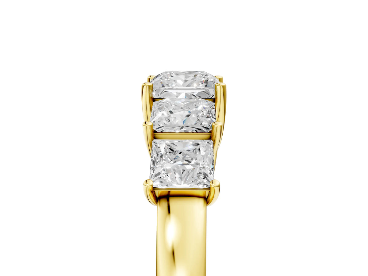 Yellow gold Princess Cut Five-Stone Diamond Ring with Classic Prong Setting_5