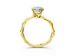 Yellow gold Princess Cut Solitaire Diamond Ring with Bamboo Band and Four-Prong Setting_3