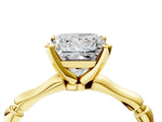 Yellow gold Princess Cut Solitaire Diamond Ring with Bamboo Band and Four-Prong Setting_4