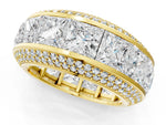 Yellow gold Princess Diamond Pavé Mens Wedding Band with Round Diamond Accents_1
