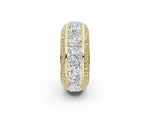 Yellow gold Princess Diamond Pavé Mens Wedding Band with Round Diamond Accents_2