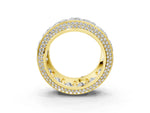 Yellow gold Princess Diamond Pavé Mens Wedding Band with Round Diamond Accents_3