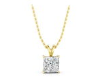 Yellow gold Princess Diamond Solitaire Pendant with Four Prong Setting_1