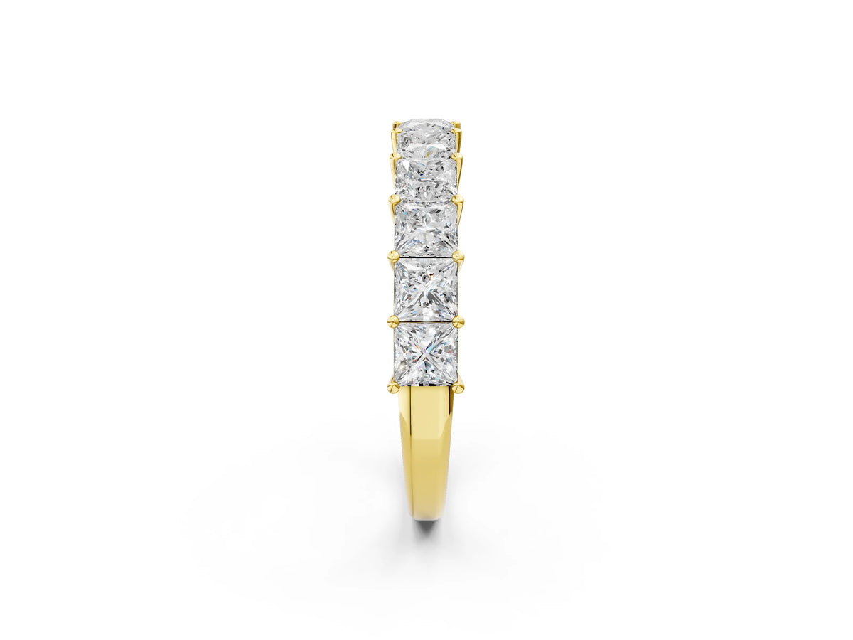Yellow gold Princess cut diamond Half Eternity Band with Shared Prong Setting_2