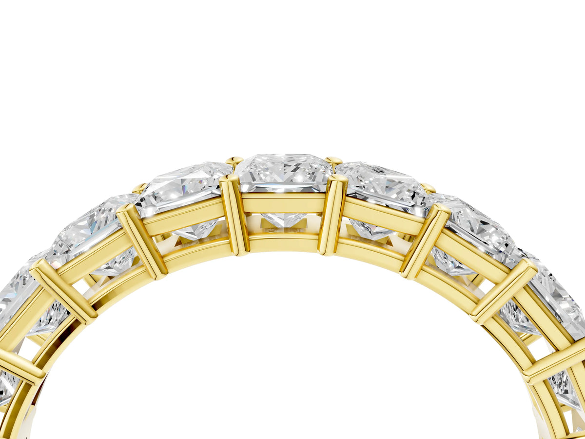 Yellow gold Princess cut diamond Half Eternity Band with Shared Prong Setting_4