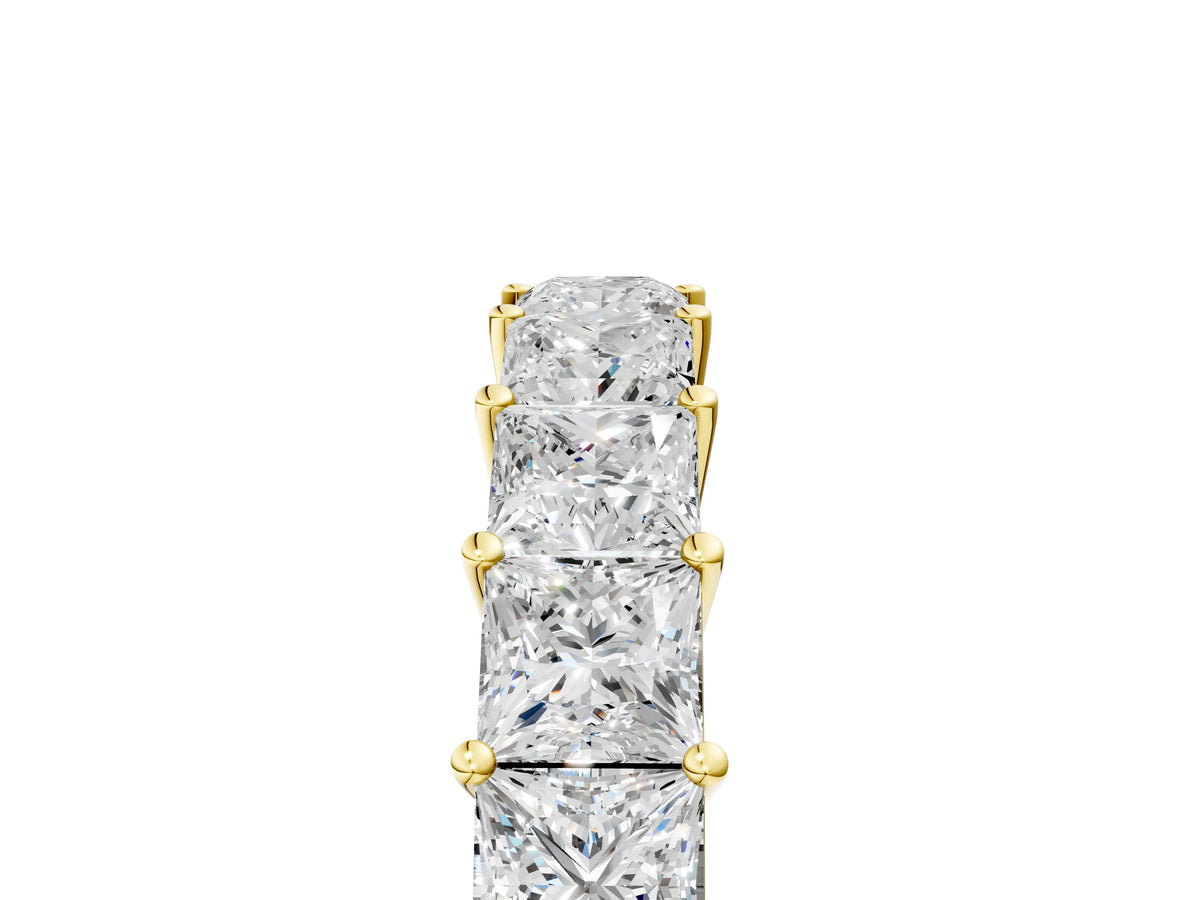 Yellow gold Princess cut diamond Half Eternity Band with Shared Prong Setting_5