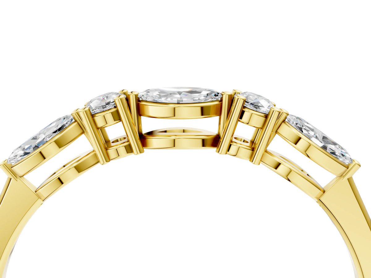 Yellow gold Prong Set Round Diamond Half-Eternity Band_4