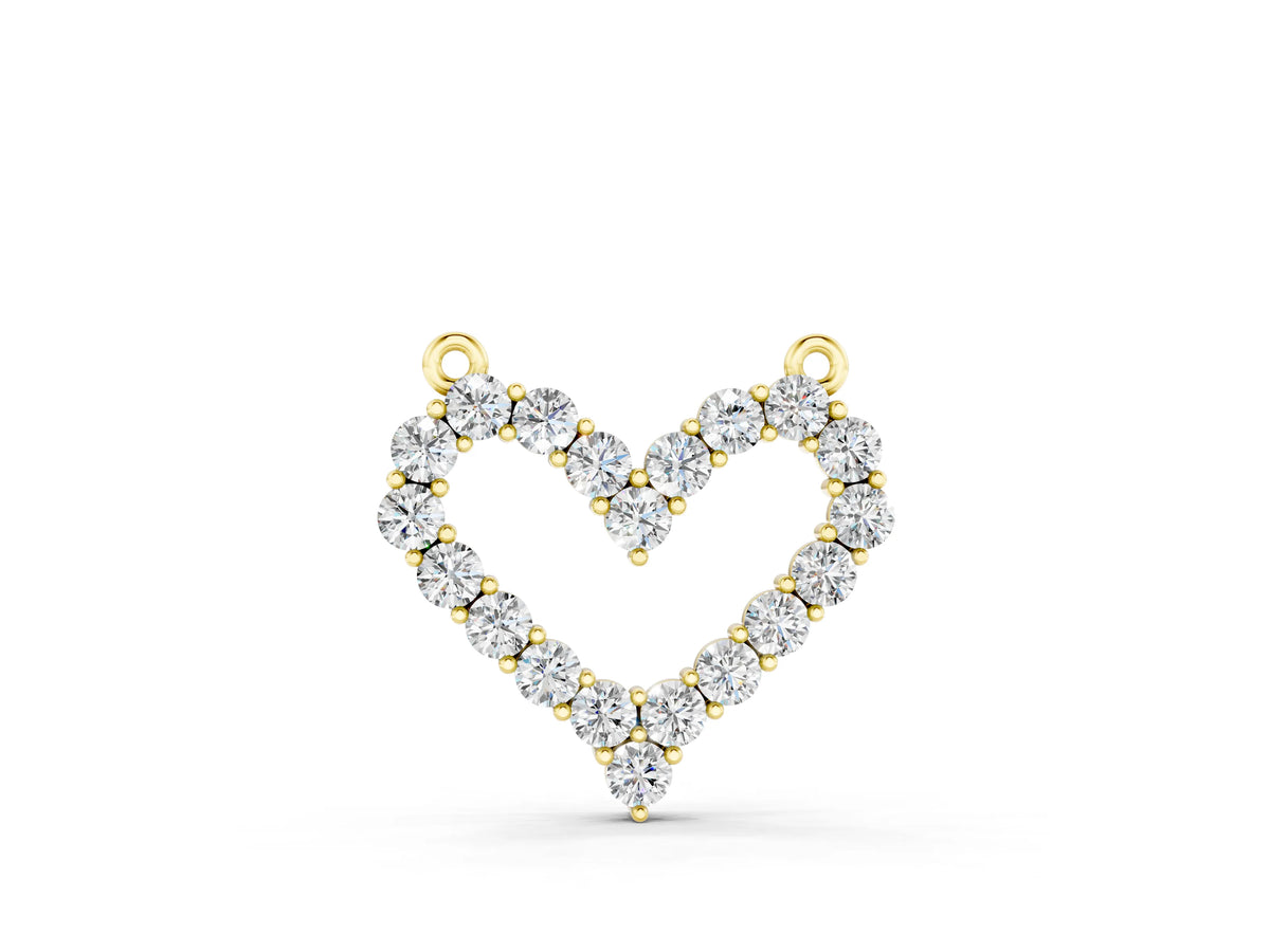 Yellow gold Prong-Set Round Diamond Heart Pendant