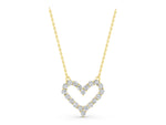 Yellow gold Prong-Set Round Diamond Heart Pendant_1