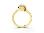 Yellow gold Radiant Cut Cut Diamond Halo Engagement Ring with Milgrain Detail and Pavé Band_3